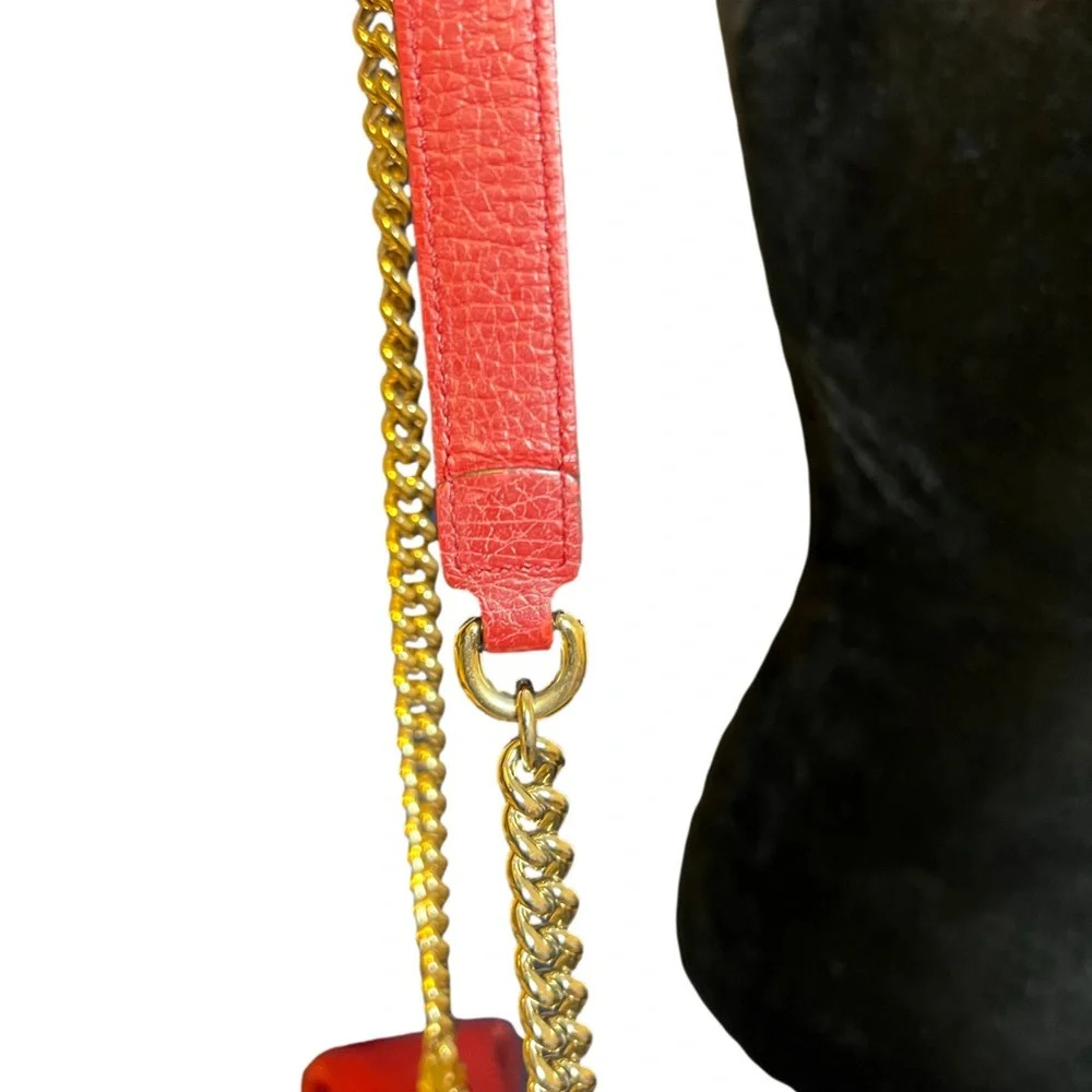 GUCCI Dollar Calfskin Interlocking G Shoulder Bag Red - Picture 6 of 14